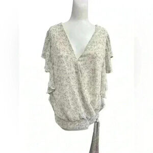 2X Faux Wrap blouse with tie waist